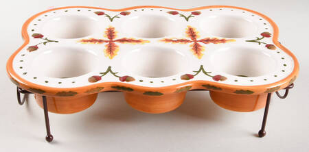 Fall Harvest Muffin Pan (Holds 6 Muffins) & Metal Stand