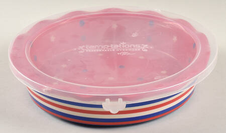 Red, White & Blue 10" Pie/Baking Plate & Plastic Lid