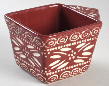 Carved Old World Cranberry Individual Square Baker by Temp-Tations