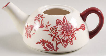 Toile Red Individual Teapot with Cup Teapot No Lid