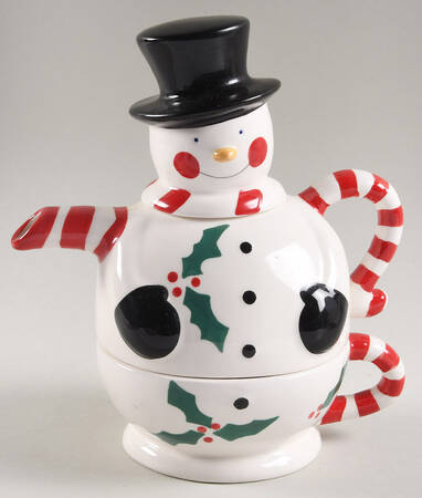 Snowman Individual Teapot & Lid with Cup