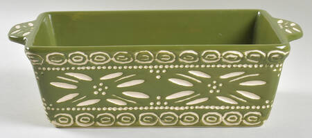 Carved Old World-Green 10" Rectangular Baker