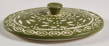 Carved Old World-Green Lid for 9 Oz Individual Oval Casserole