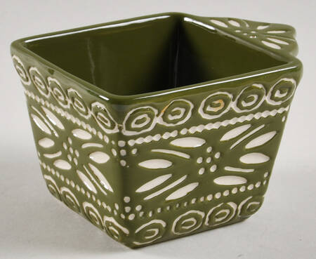 Carved Old World-Green Individual Square Baker