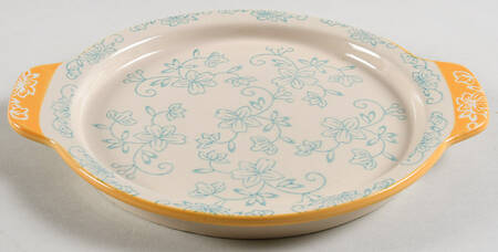 Floral Lace Teal 8" Round Lid-It (Trivet,Tray,Baker Lid)