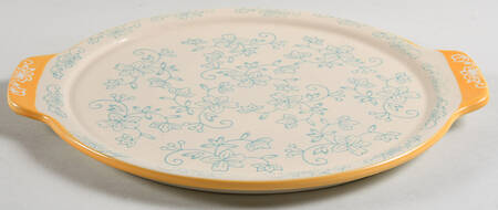 Floral Lace Teal 11" Round Lid-It (Trivet,Tray,Baker Lid)