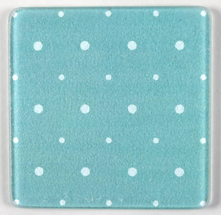 Polka Dot Turquoise Glass Trivet for 8" Square Baker