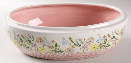 Bouquet Pink 2 Quart Oval Covered Casserole No Lid