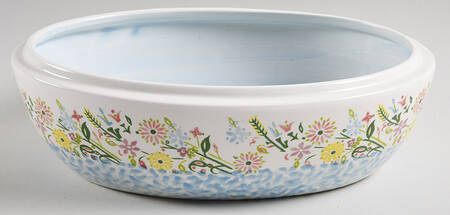 Bouquet Blue 2 Quart Oval Covered Casserole No Lid