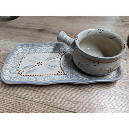 Old World Light Gray Soup Mug & Sandwich Set
