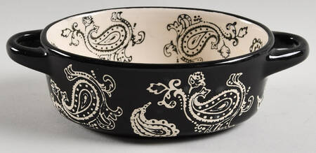 Vintagepaisley-Black 9 Oz Individual Oval Casserole No Lid