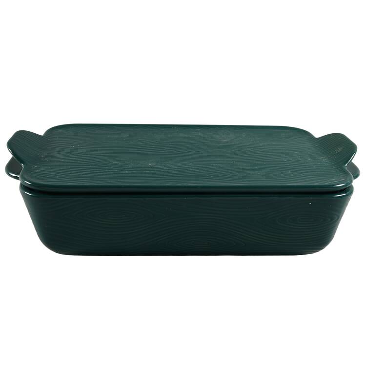 Woodland Emerald Green 15" Rectangular Tab Handled Baker & Lid-It