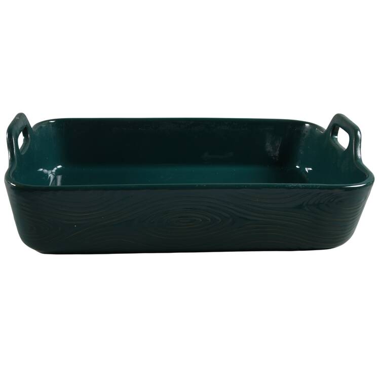 Woodland Emerald Green 14" Rectangular Baker with Upswept Handles