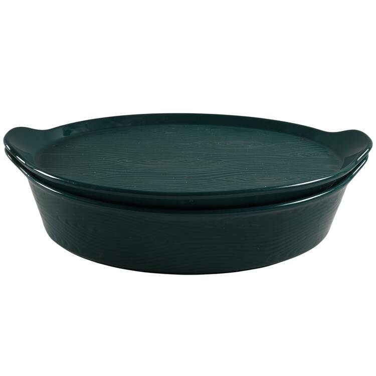 Woodland Emerald Green 14" Oval Tab Handled Baker & Lid-It