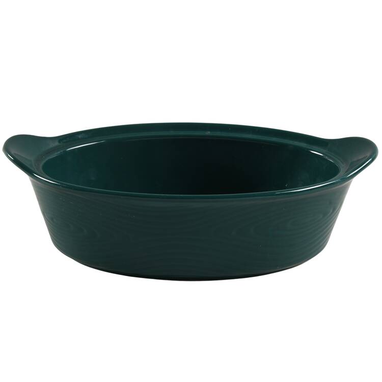 Woodland Emerald Green 10" Oval Tab Handled Baker No Lid-It