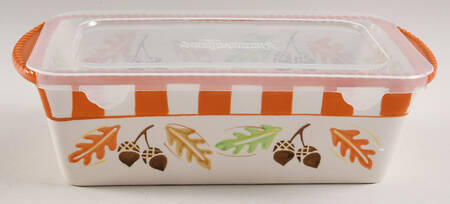 Old World-Fall Acorn & Leaf Loaf Pan & Plastic Lid