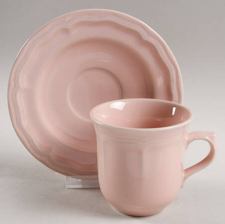 French Country Peach Flat Cup & Saucer Set