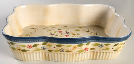 Petals Blue 11" Rectangular Baker