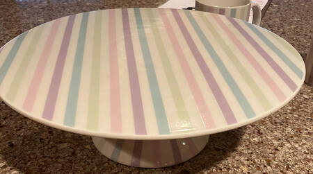 Candy Stripe 11" Diameter Pedestal Cake Stand