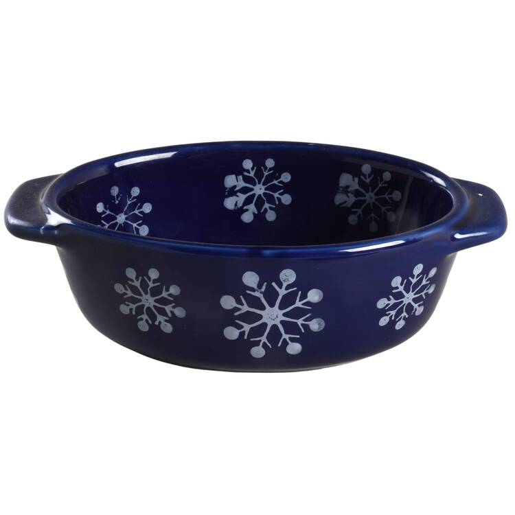 Snowflake-Blue 9 Oz Individual Oval Casserole No Lid