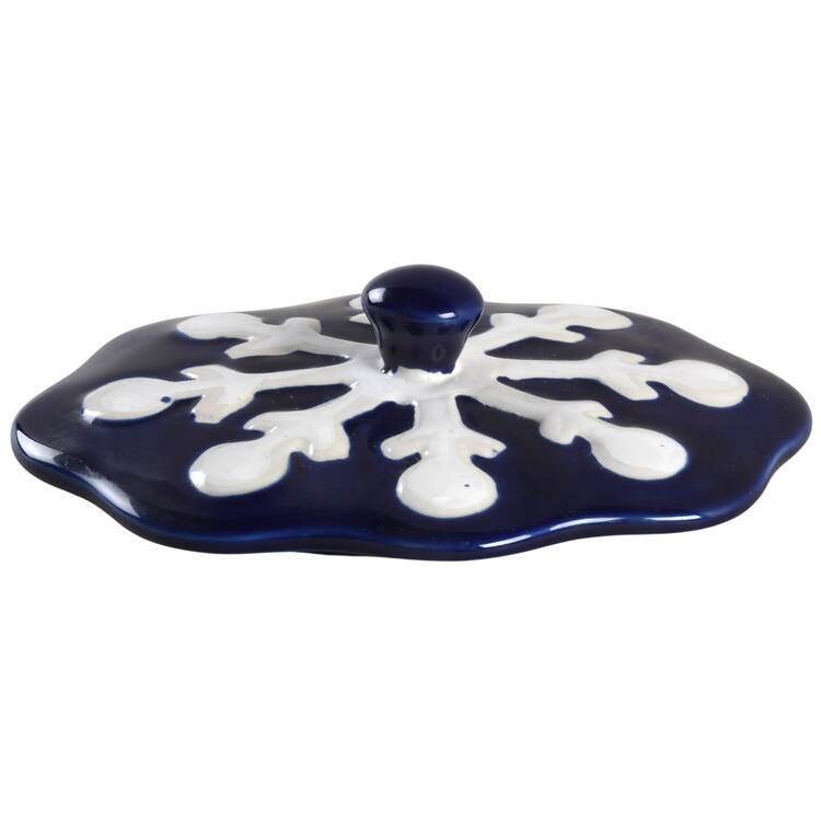 Snowflake-Blue Lid for 9 Oz Individual Oval Casserole
