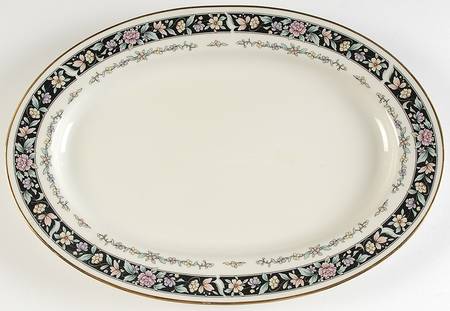 Ebony Bouquet 14" Oval Serving Platter