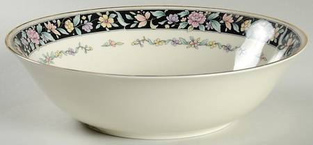 Ebony Bouquet 9" Round Vegetable Bowl