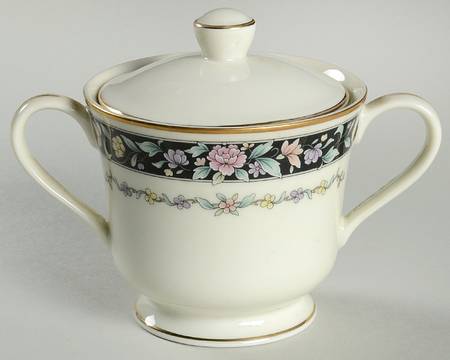Ebony Bouquet Sugar Bowl & Lid