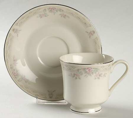 Ivory Lace Footed Cup & Saucer Set