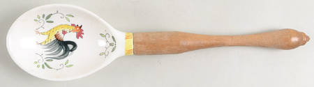 Early Provincial Salad Serving Spoon with Wood Bowl