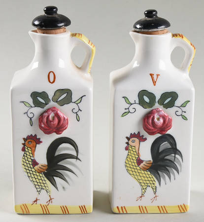Early Provincial Square Vinegar and Oil Set No Stoppers