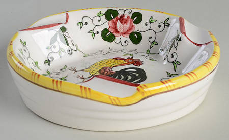 Early Provincial 3 Slot Round Ashtray