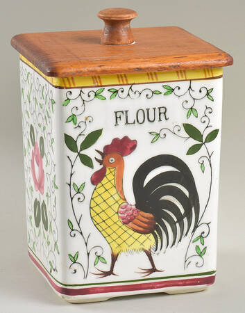 Early Provincial Flour Canister & Wood Lid