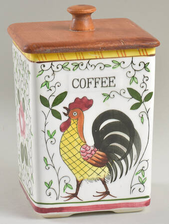 Early Provincial Square Coffee Canister & Wood Lid