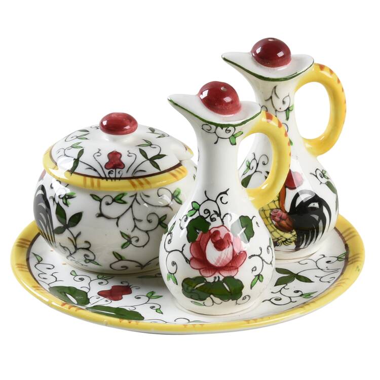 Early Provincial (3 Piece) Cruet Set with Tray (S&P, Mustard)