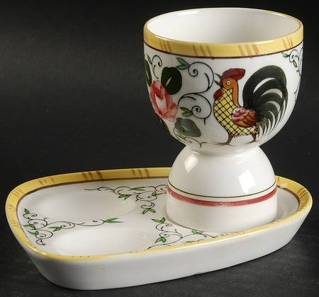 Early Provincial Double Egg Cup with Stand