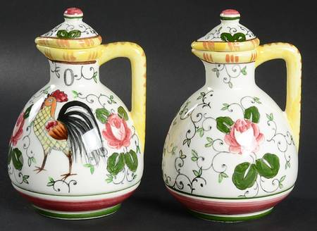 Early Provincial Vinegar and Oil Set W/Stoppers