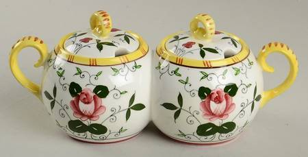Early Provincial Double Jam/Jelly & Lids No Spoons