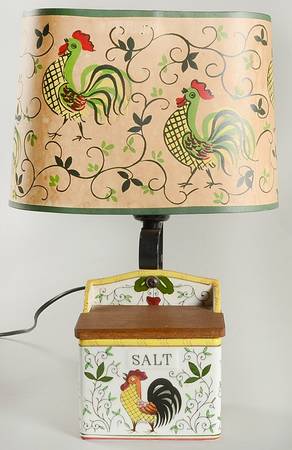 Early Provincial Salt Box Electric Lamp & Shade