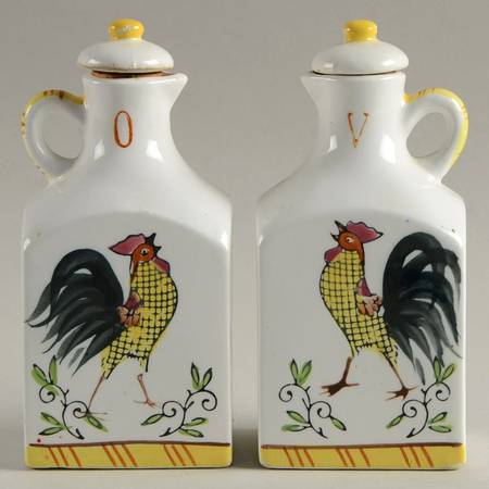 Early Provincial Square Vinegar and Oil Set with Stoppers