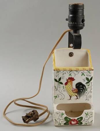Early Provincial Electric Match Box Holder Lamp No Shade