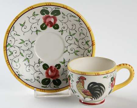 Early Provincial Footed Demitasse Cup & Saucer Set