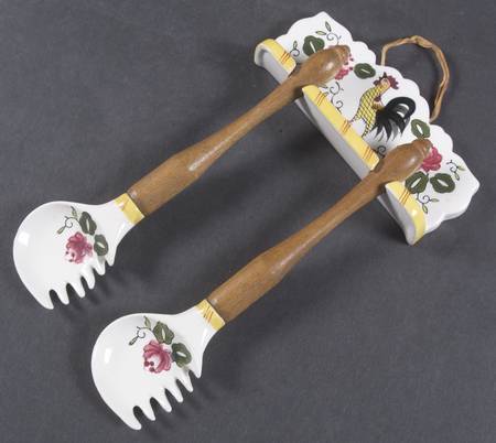 Early Provincial Salad Forks and Hanging Rack