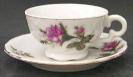 Moss Rose Footed Demitasse Cup & Saucer Set