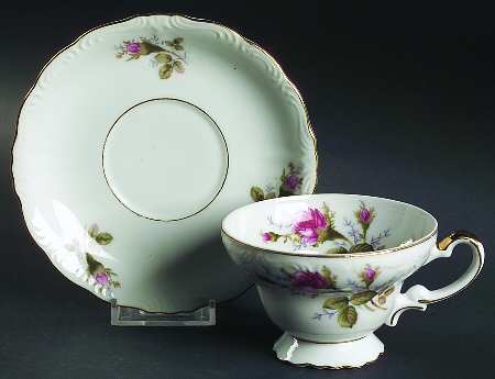 Moss Rose Footed Cup & Saucer Set