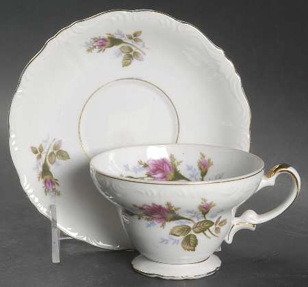 Moss Rose Footed Cup & Saucer Set