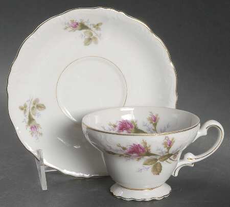 Moss Rose Footed Cup & Saucer Set