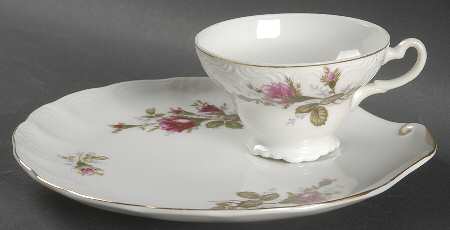 Moss Rose Snack Plate & Cup Set