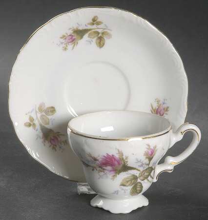 Moss Rose Footed Demitasse Cup & Saucer Set