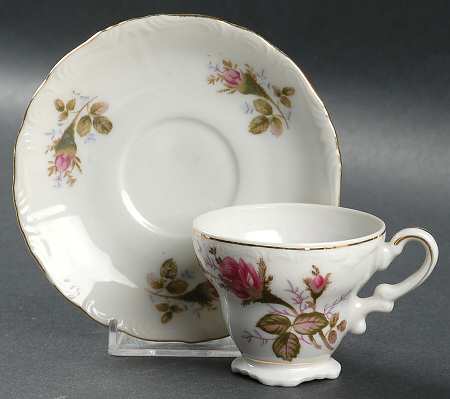 Moss Rose Footed Demitasse Cup & Saucer Set